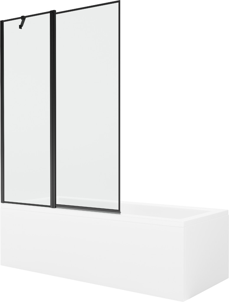 MEXEN/S Cubik obdélníková vana 150 x 70 cm s panelem + vanová zástěna 120 cm, černá vzor 550315070X9412117070