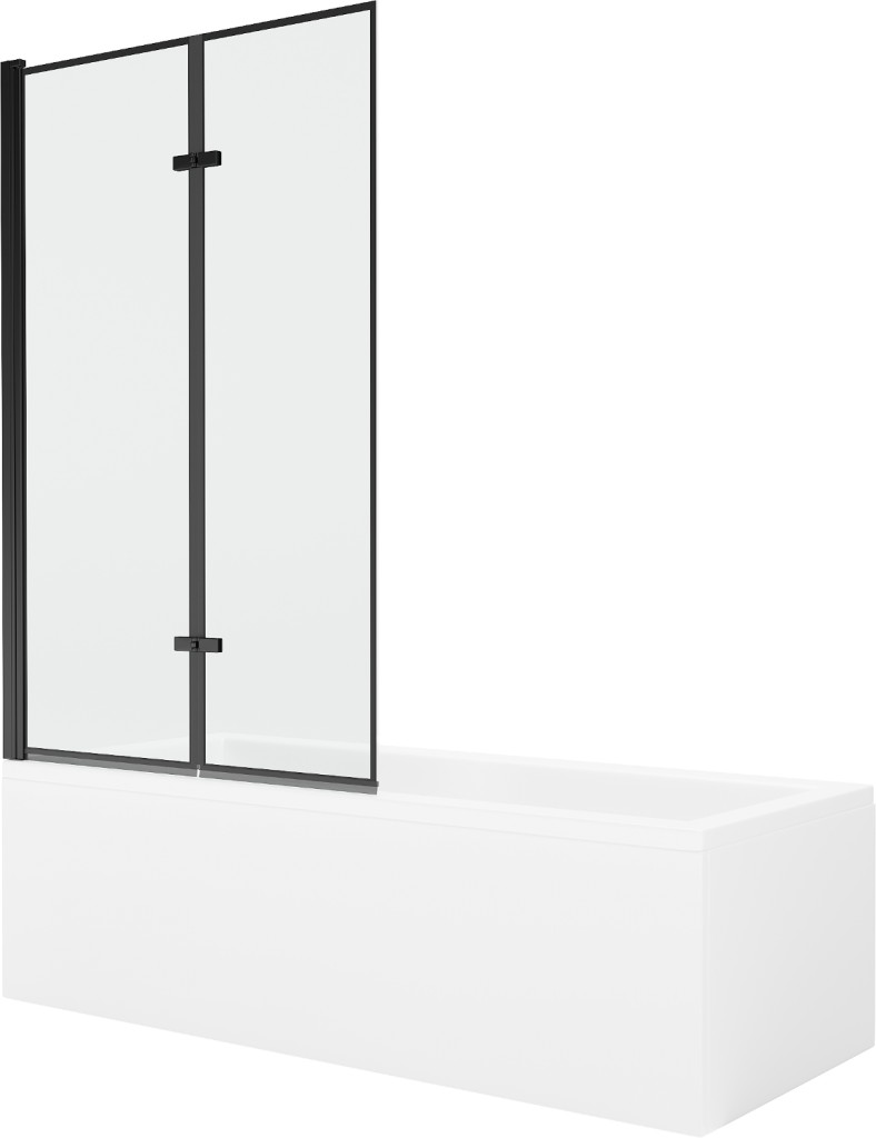 MEXEN/S Cubik obdélníková vana 160 x 70 cm s panelem + vanová zástěna 100 cm, černá vzor 550316070X9210027070