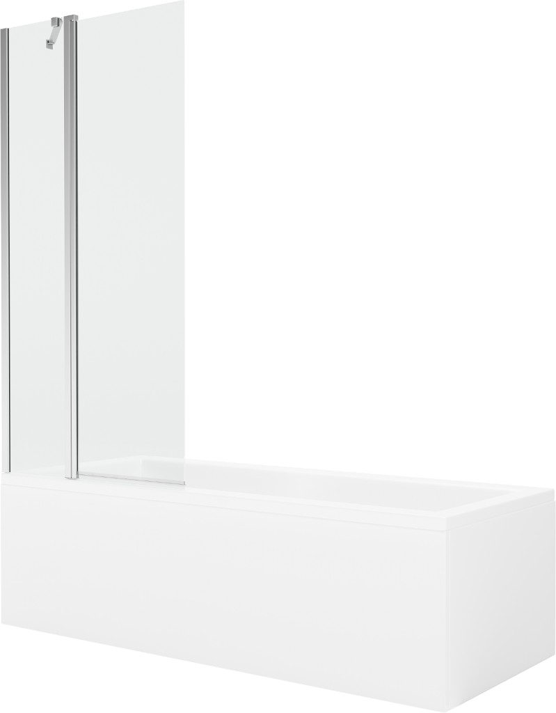 MEXEN/S Cubik obdélníková vana 170 x 70 cm s panelem + vanová zástěna 80 cm, transparent, chrom 550317070X9408110100