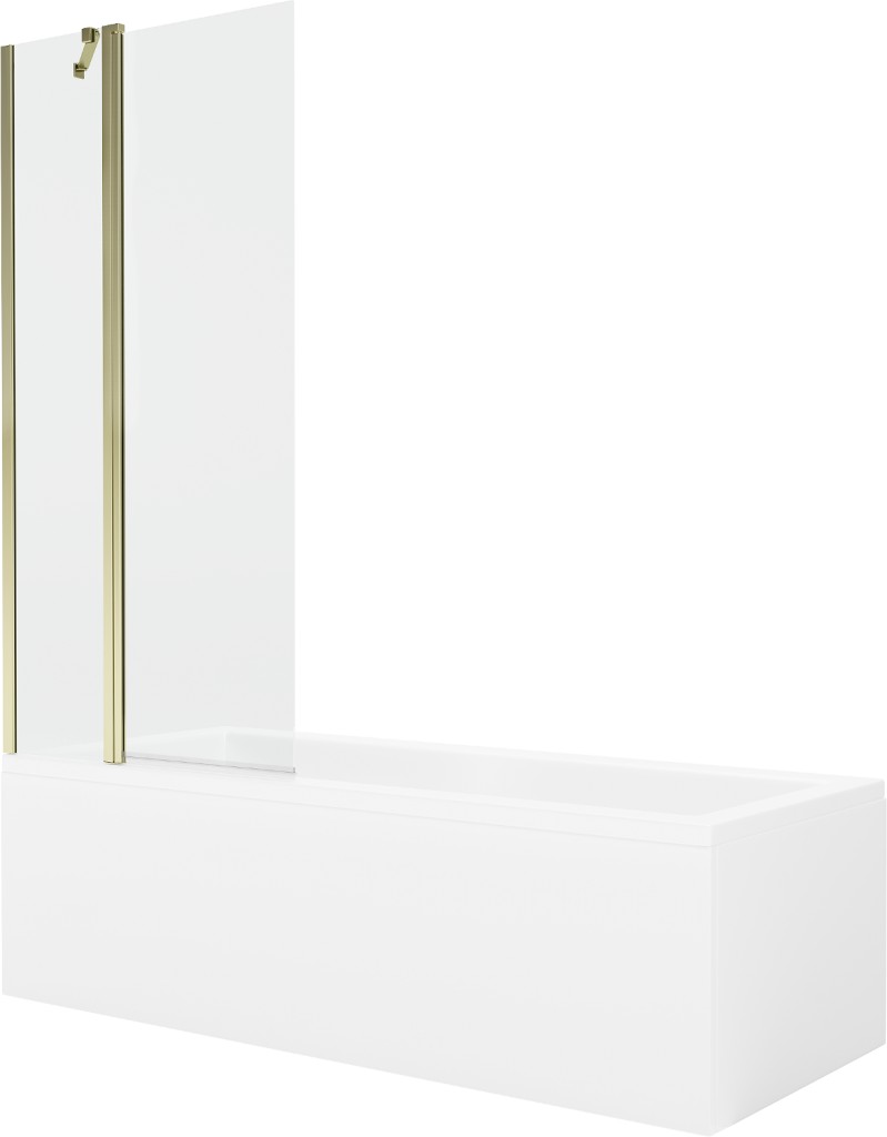 MEXEN/S Cubik obdélníková vana 170 x 70 cm s panelem + vanová zástěna 80 cm, transparent, zlatá 550317070X9408115000