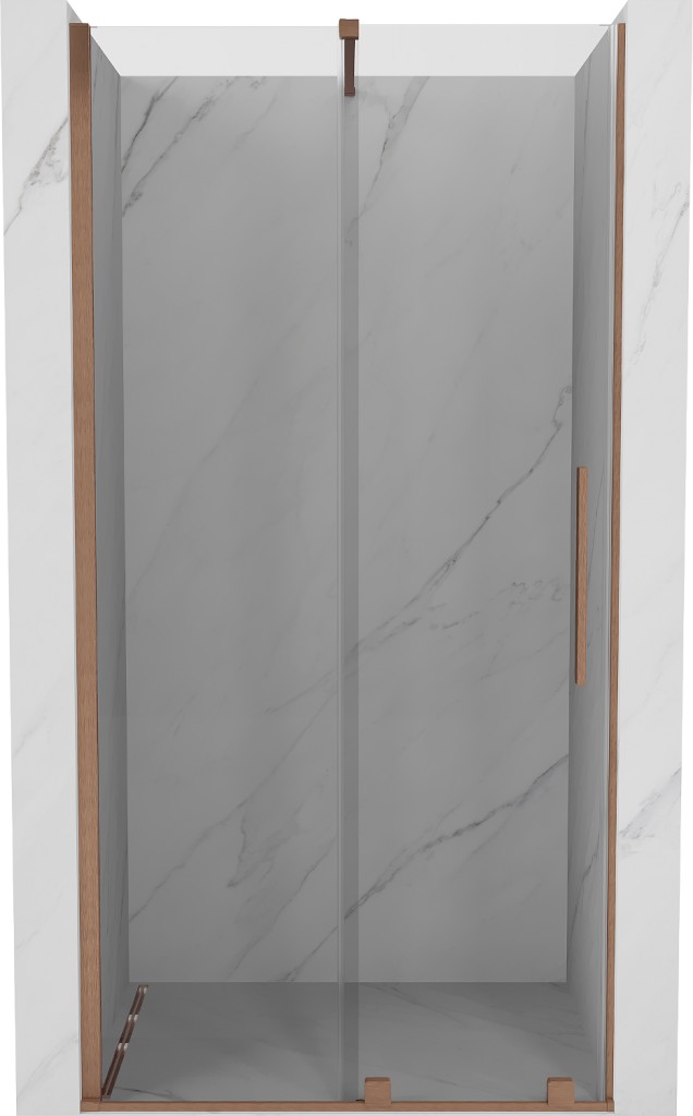 MEXEN/S Velar posuvné sprchové dveře 90, transparent, kartáčovaná měď 871-090-000-01-65