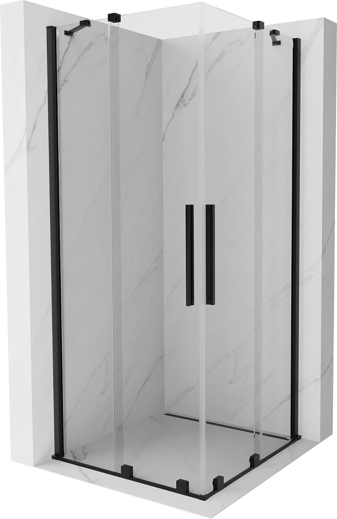 MEXEN/S Velar Duo čtvercový sprchový kout 90 x 90, transparent, černá 871-090-090-02-70