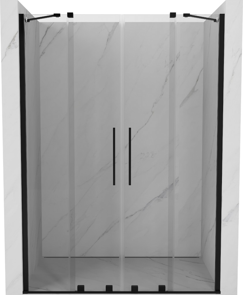 MEXEN/S Velar Duo posuvné sprchové dveře 150, transparent, czarne 871-150-000-02-70