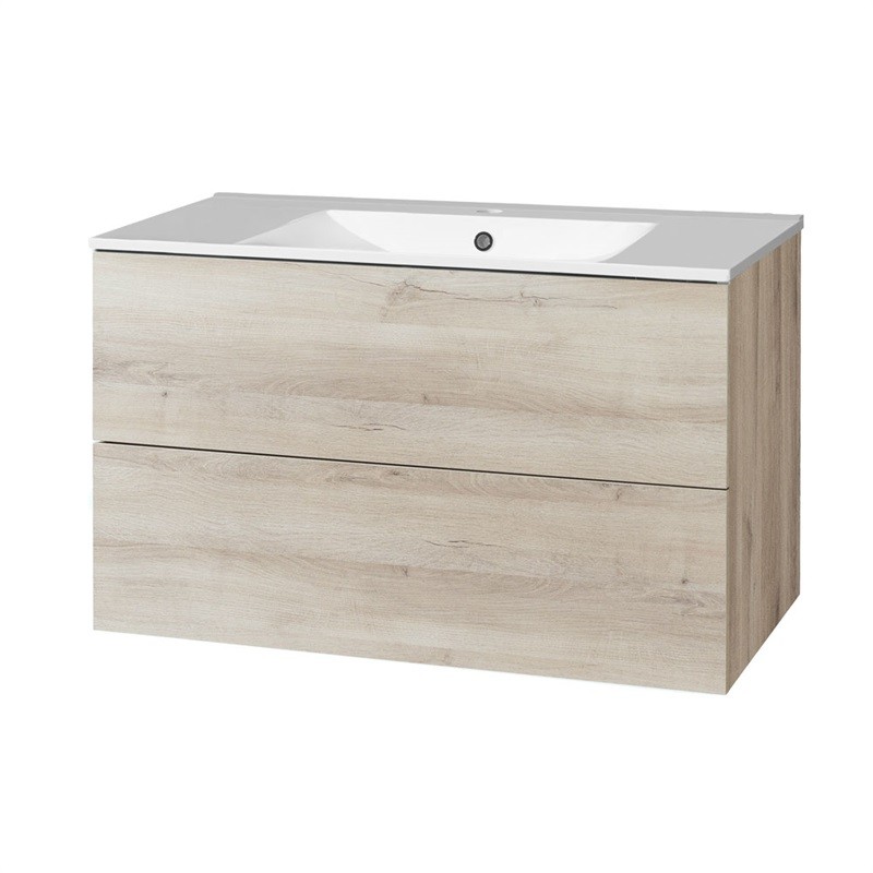 MEREO Aira, koupelnová skříňka s keramickym umyvadlem 101 cm, dub Kronberg CN722