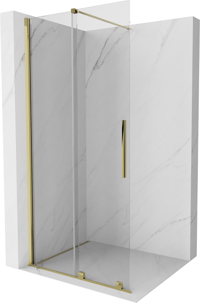 MEXEN/S Velar posuvné sprchové dveře Walk-in 75, transparent, zlatá 871-075-000-03-50