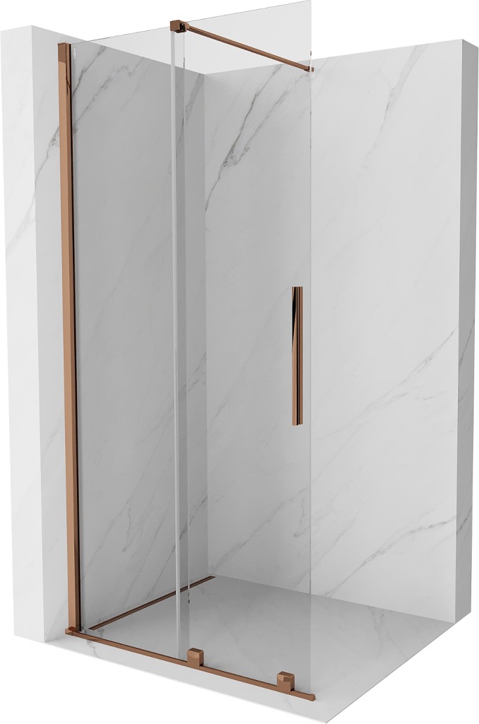 MEXEN/S Velar posuvné sprchové dveře Walk-in 80 cm, transparent, růžové zlato 871-080-000-03-60