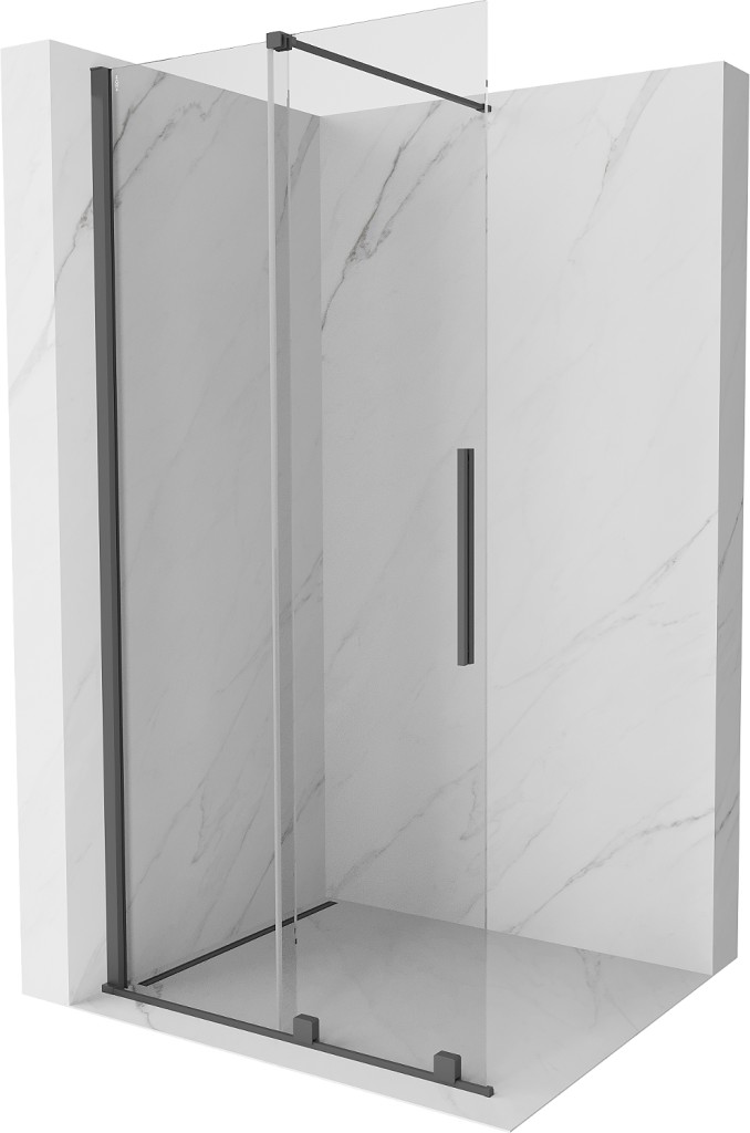 MEXEN/S Velar posuvné sprchové dveře Walk-in 85 cm, transparent, grafit kartáčovaná 871-085-000-03-66