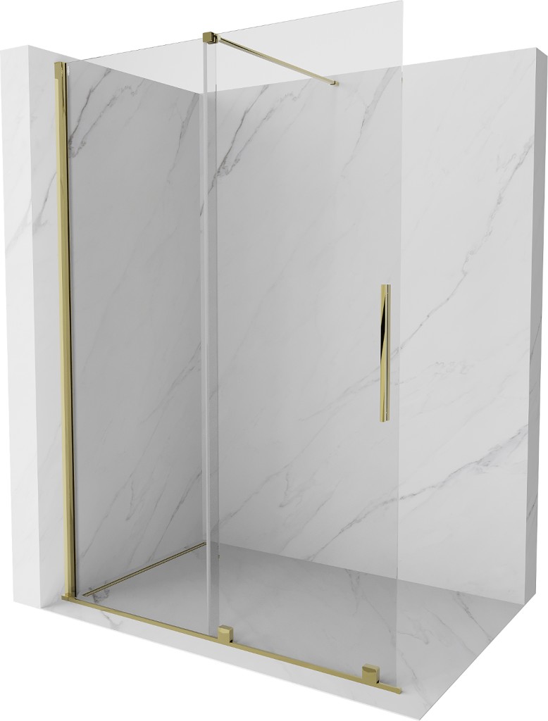 MEXEN/S Velar posuvné sprchové dveře Walk-in 160, transparent, zlatá 871-160-000-03-50