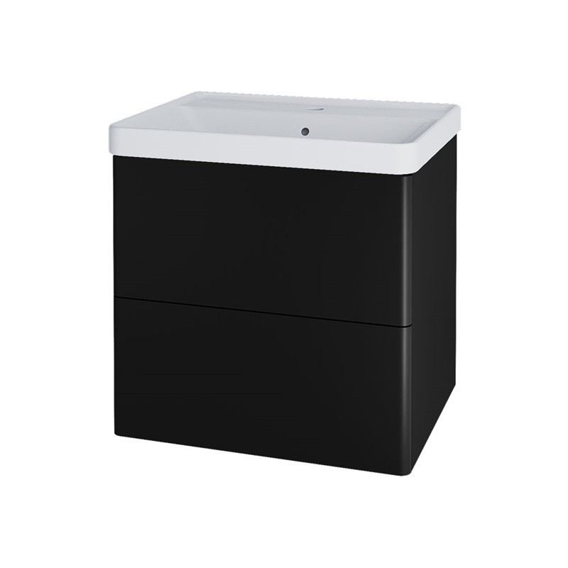 MEREO Siena, koupelnová skříňka s keramickým umyvadlem 61 cm, černá mat CN440