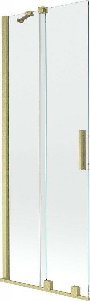 MEXEN/S Velar Dvoukřídlá posuvná vanová zástěna 75 x 150 cm, transparent, zlatá kartáčovaná 896-075-000-01-55