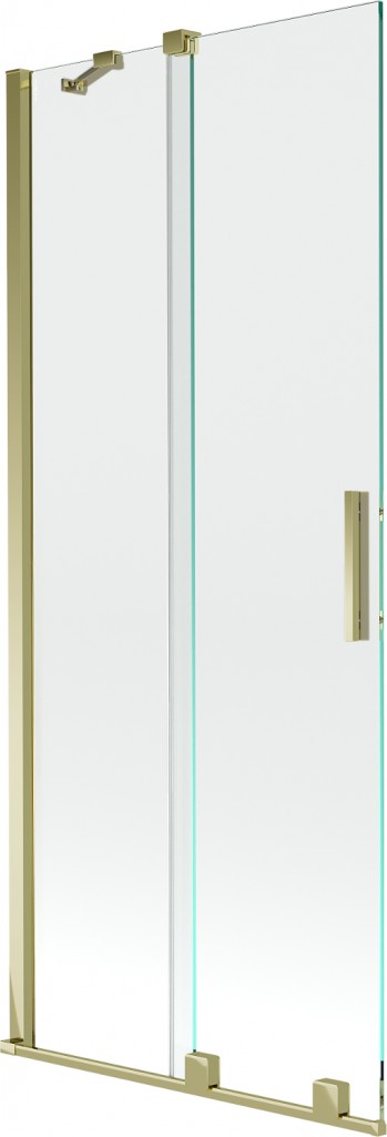 MEXEN/S Velar Dvoukřídlá posuvná vanová zástěna 80 x 150 cm, transparent, zlatá kartáčovaná 896-080-000-01-55
