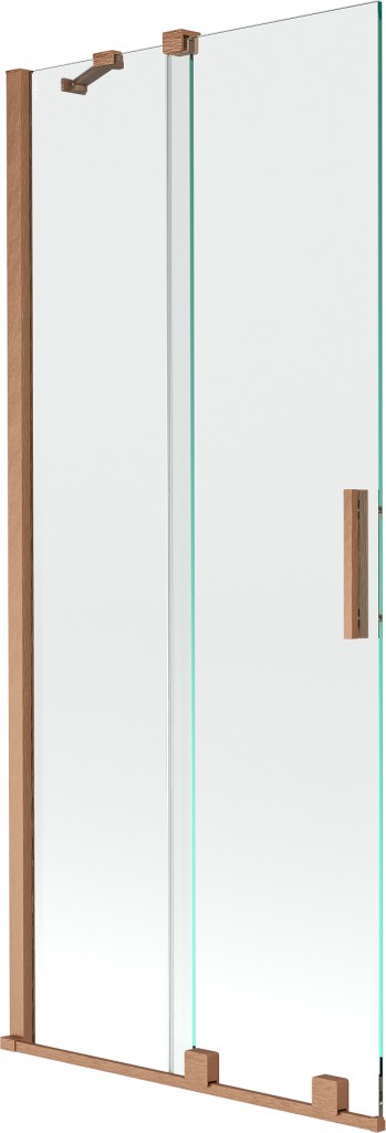 MEXEN/S Velar Dvoukřídlá posuvná vanová zástěna 85 x 150 cm, transparent, kartáčovaná měď 896-085-000-01-65