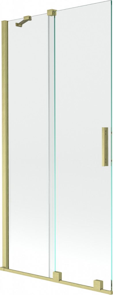 MEXEN/S Velar Dvoukřídlá posuvná vanová zástěna 90 x 150 cm, transparent, zlatá kartáčovaná 896-090-000-01-55
