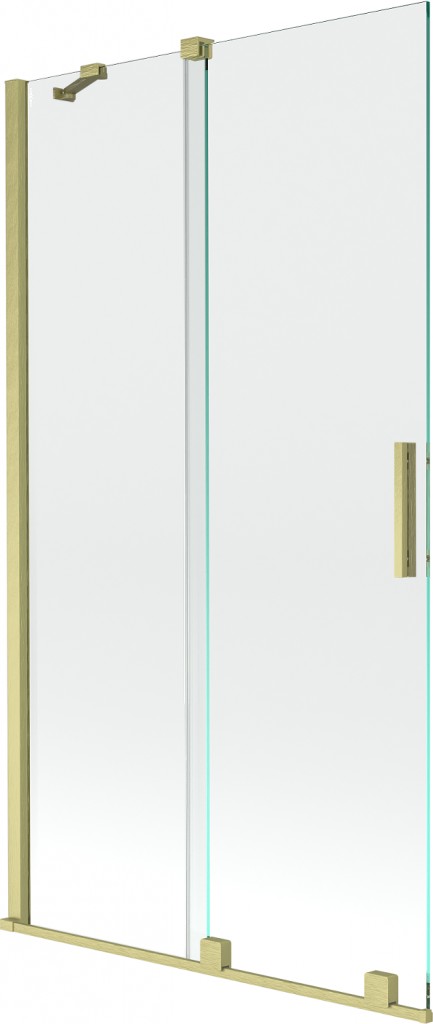 MEXEN/S Velar Dvoukřídlá posuvná vanová zástěna 100 x 150 cm, transparent, zlatá kartáčovaná 896-100-000-01-55