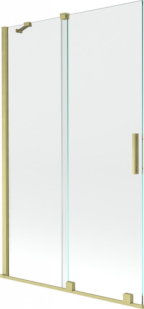 MEXEN/S Velar Dvoukřídlá posuvná vanová zástěna 110 x 150 cm, transparent, zlatá kartáčovaná 896-110-000-01-55