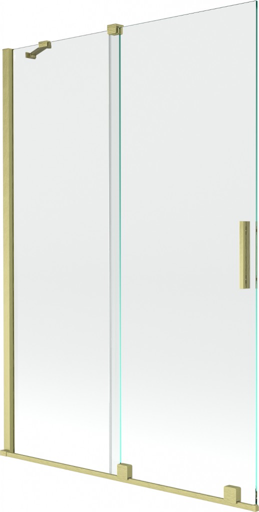 MEXEN/S Velar Dvoukřídlá posuvná vanová zástěna 120 x 150 cm, transparent, zlatá kartáčovaná 896-120-000-01-55