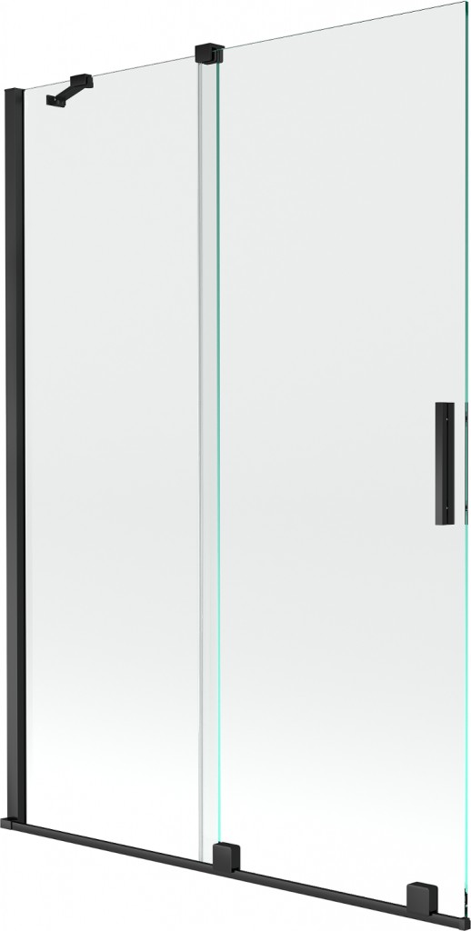 MEXEN/S Velar Dvoukřídlá posuvná vanová zástěna 120 x 150 cm, transparent, černá 896-120-000-01-70