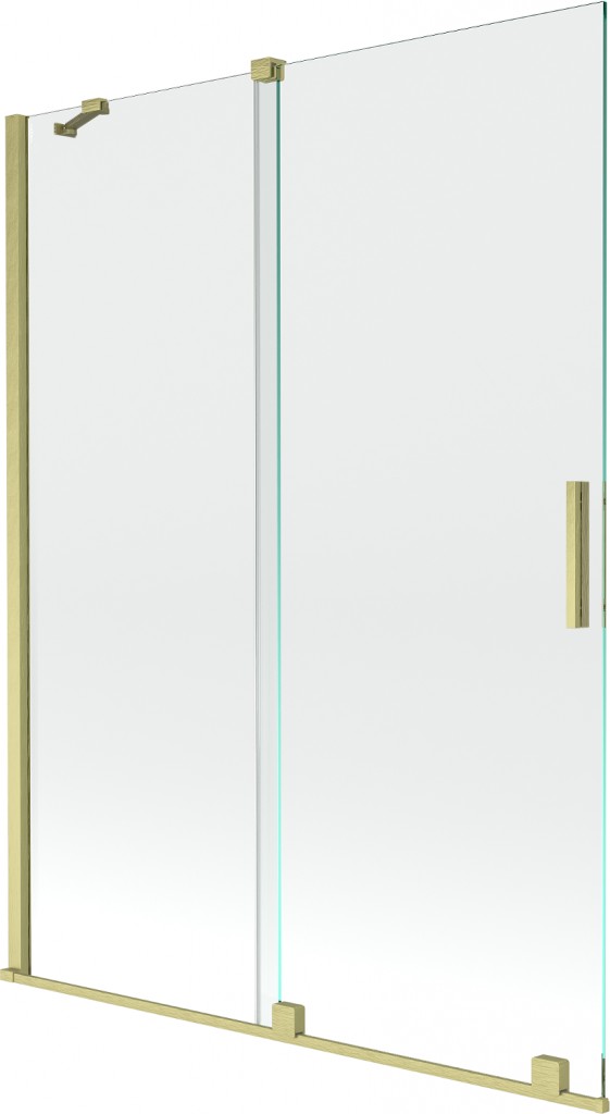 MEXEN/S Velar Dvoukřídlá posuvná vanová zástěna 130 x 150 cm, transparent, zlatá kartáčovaná 896-130-000-01-55
