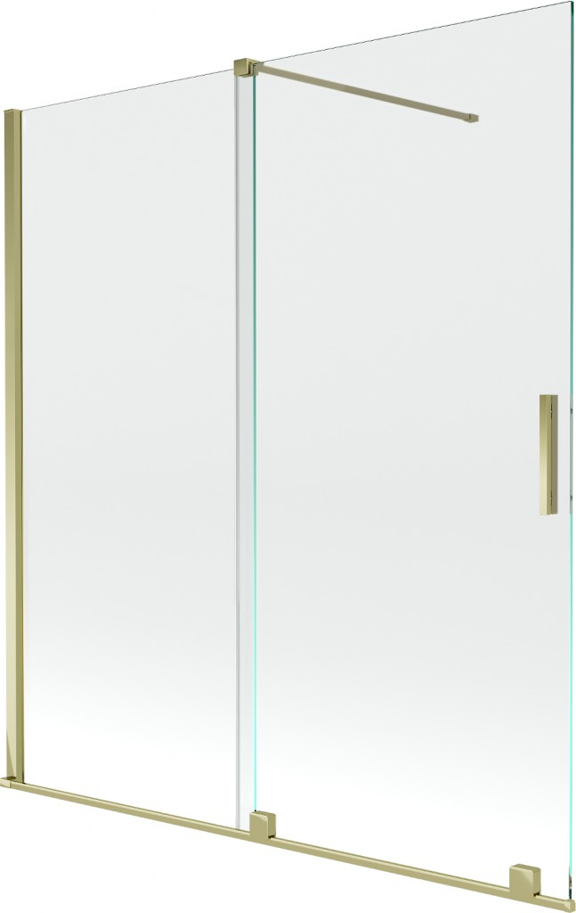 MEXEN/S Velar Dvoukřídlá posuvná vanová zástěna 150 x 150 cm, transparent, zlatá 896-150-000-01-50