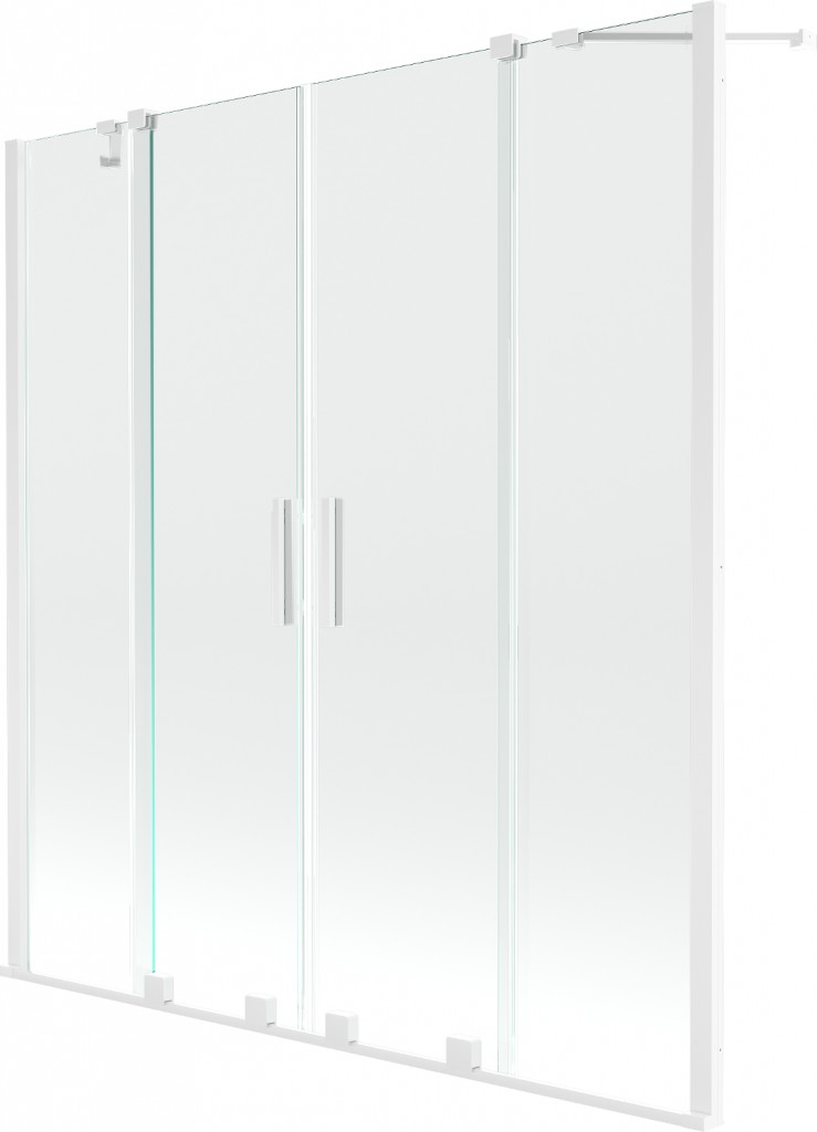 MEXEN/S Velar Duo Dvoukřídlá posuvná vanová zástěna 150 x 150 cm, transparent, bílá 896-150-000-02-20