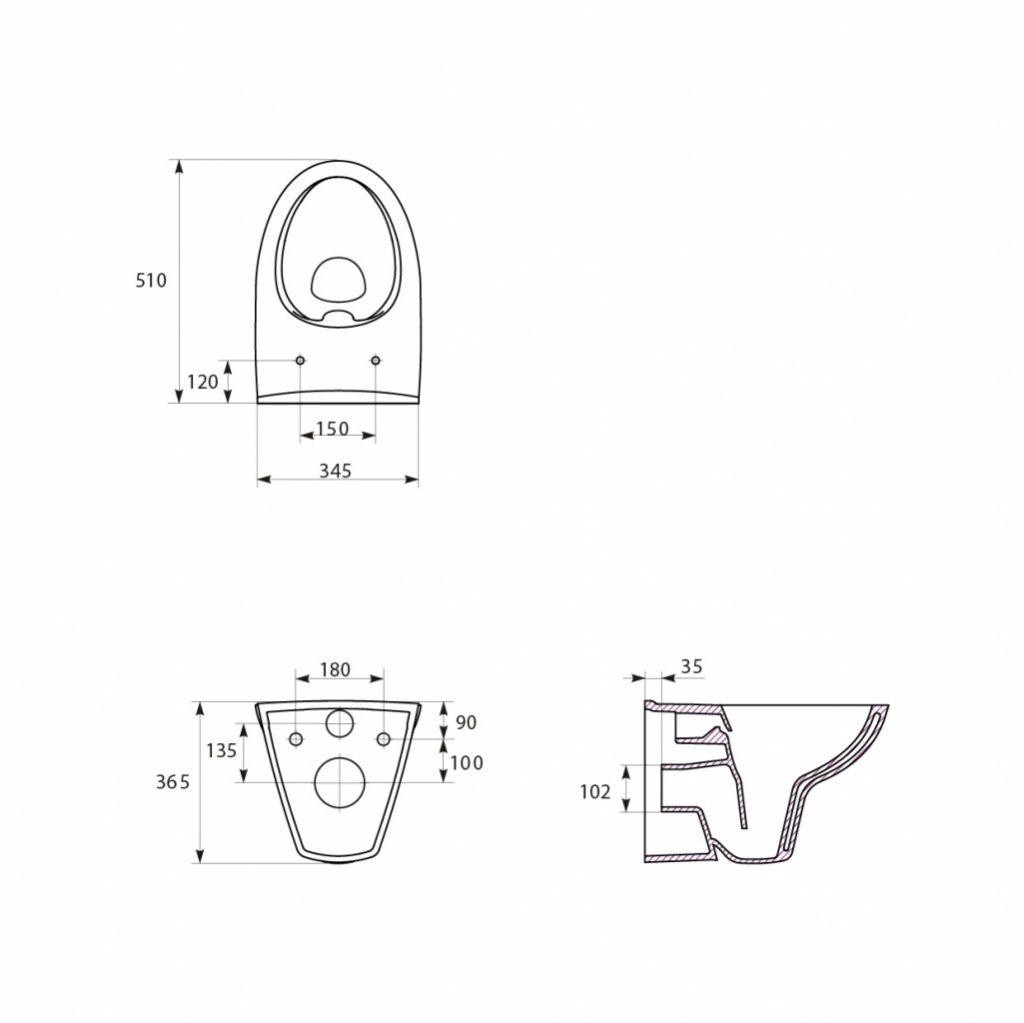 DEANTE Podomítkový rám, pro závěsné WC mísy bez tlačítka + WC CERSANIT CLEANON PARVA + SEDÁTKO CST_WC01 X PA1