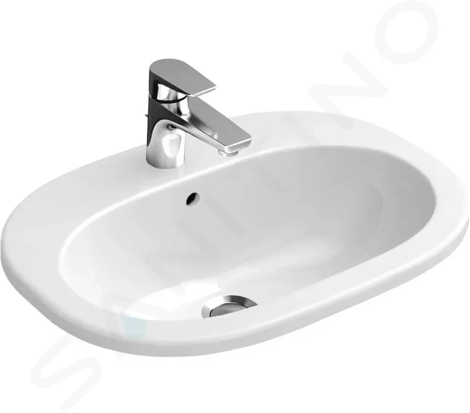 VILLEROY & BOCH O.novo Umyvadlo zápustné 560x405 mm, s přepadem, otvor pro baterii, alpská bílá 41615601