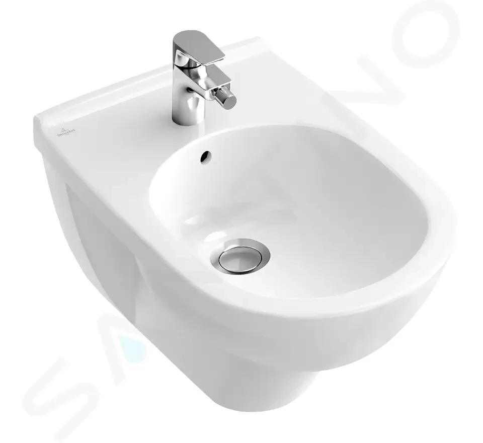 VILLEROY & BOCH O.novo Závěsný bidet 360x560 mm, 1 otvor pro baterii, CeramicPlus, alpská bílá 546000R1