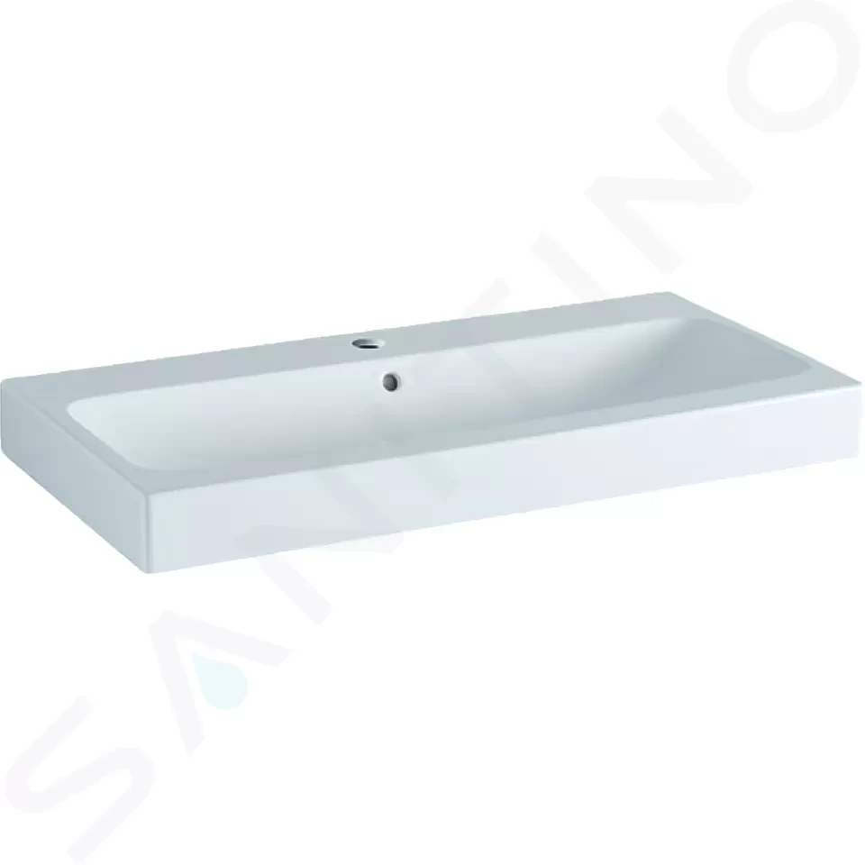 GEBERIT iCon Umyvadlo 600x485 mm, s přepadem, otvor pro baterii, KeraTect, bílá 124060600