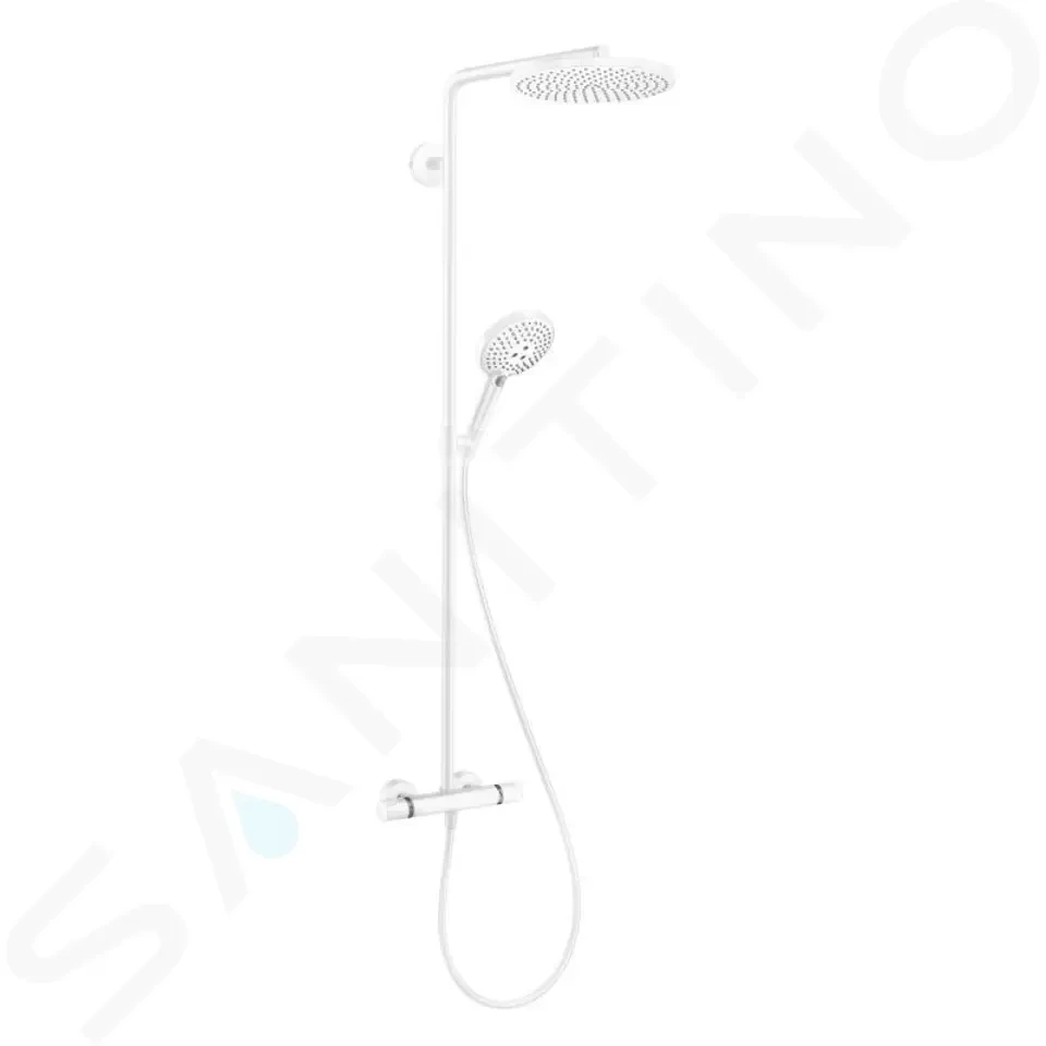 HANSGROHE Raindance Select S Sprchový set Showerpipe s termostatem, 3 proudy, matná bílá 27633700