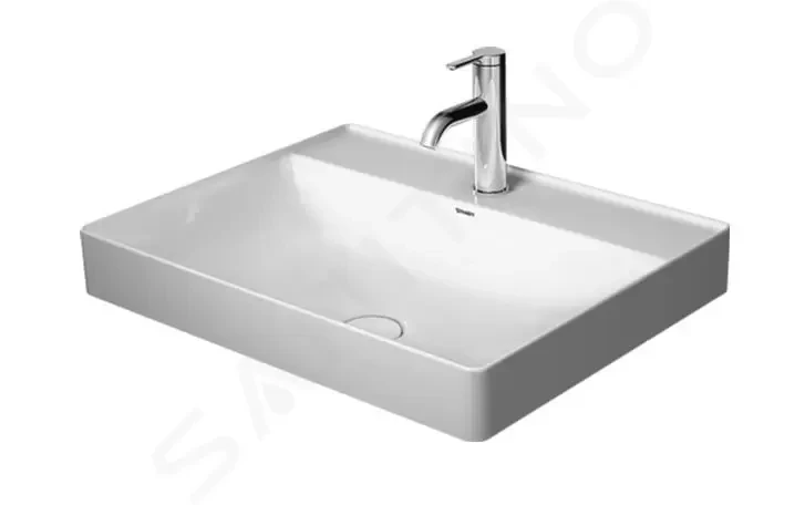 DURAVIT DuraSquare Umyvadlová mísa 600x470 mm, bez přepadu, s otvorem pro baterii, DuraCeram, bílá 2354600041