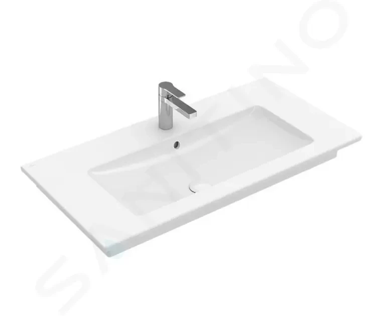 VILLEROY & BOCH Venticello Umyvadlo nábytkové 1000x500 mm, s přepadem, otvor pro baterii, CeramicPlus, alpská bílá 4104ALR1