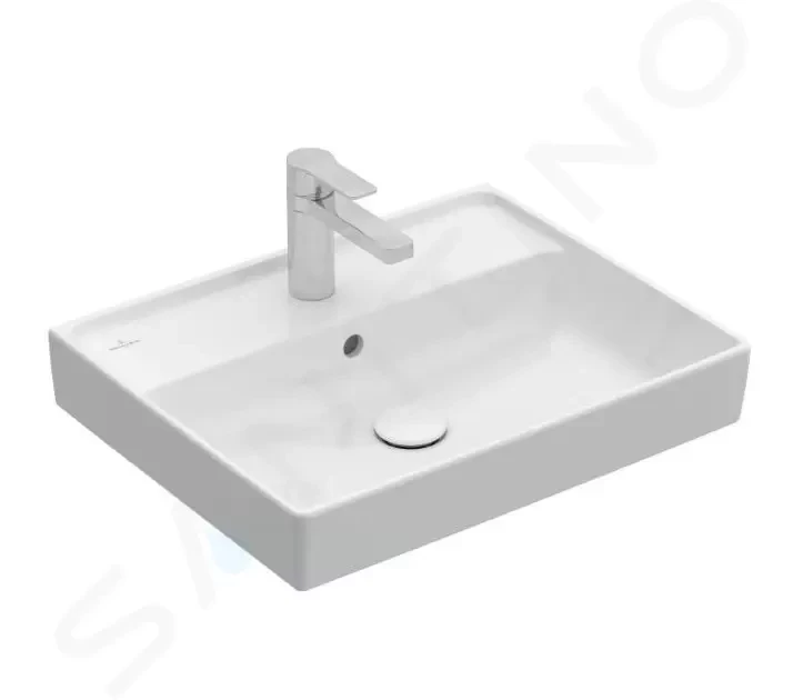 VILLEROY & BOCH Collaro Umyvadlo 550x440 mm, s přepadem, otvor pro baterii, CeramicPlus, alpská bílá 4A3355R1