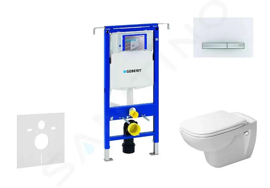 GEBERIT Duofix Modul pro závěsné WC s tlačítkem Sigma50, alpská bílá + Duravit D-Code WC a sedátko, Rimless, SoftClose 111.355.00.5 NH8