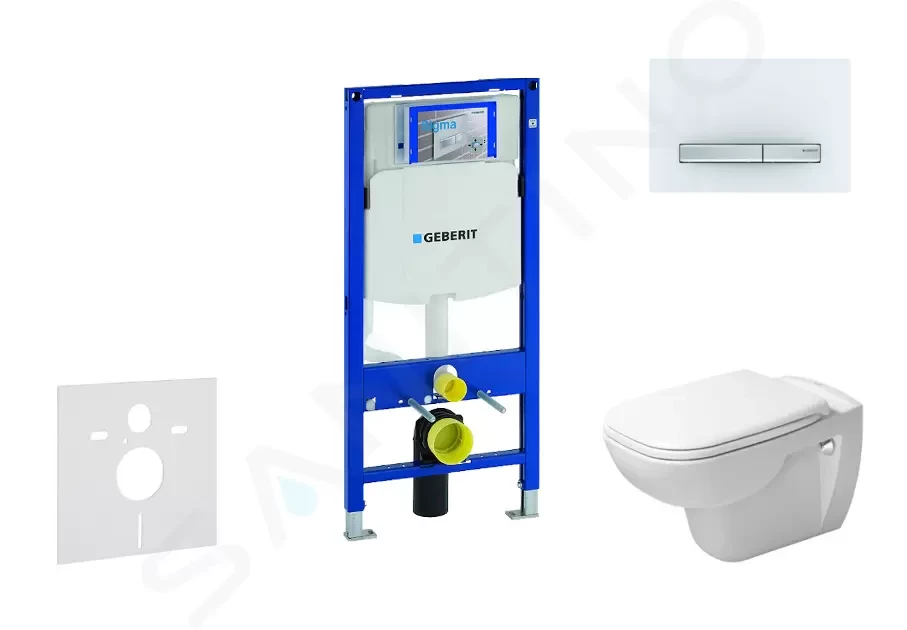 GEBERIT Duofix Modul pro závěsné WC s tlačítkem Sigma50, alpská bílá + Duravit D-Code WC a sedátko, Rimless, SoftClose 111.300.00.5 NH8
