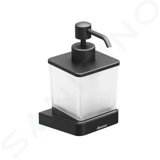 RAVAK 10° Dávkovač na tekuté mýdlo s držákem, černá/sklo X07P559