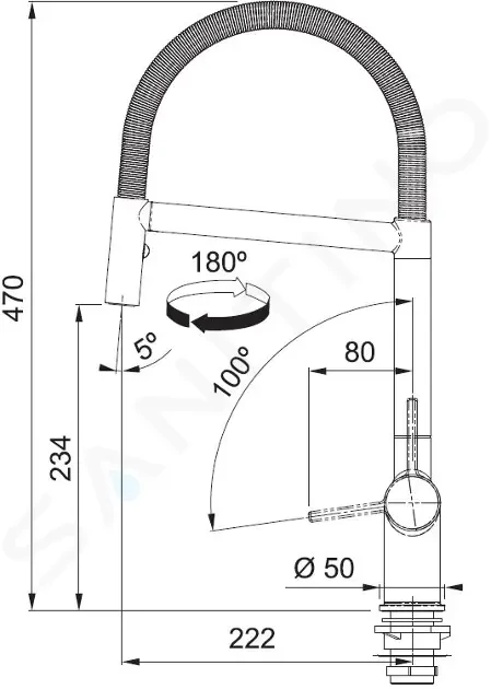 FRANKE Active Dřezová baterie FN 3407.901, s flexibilním ramenem, matná černá 115.0653.409