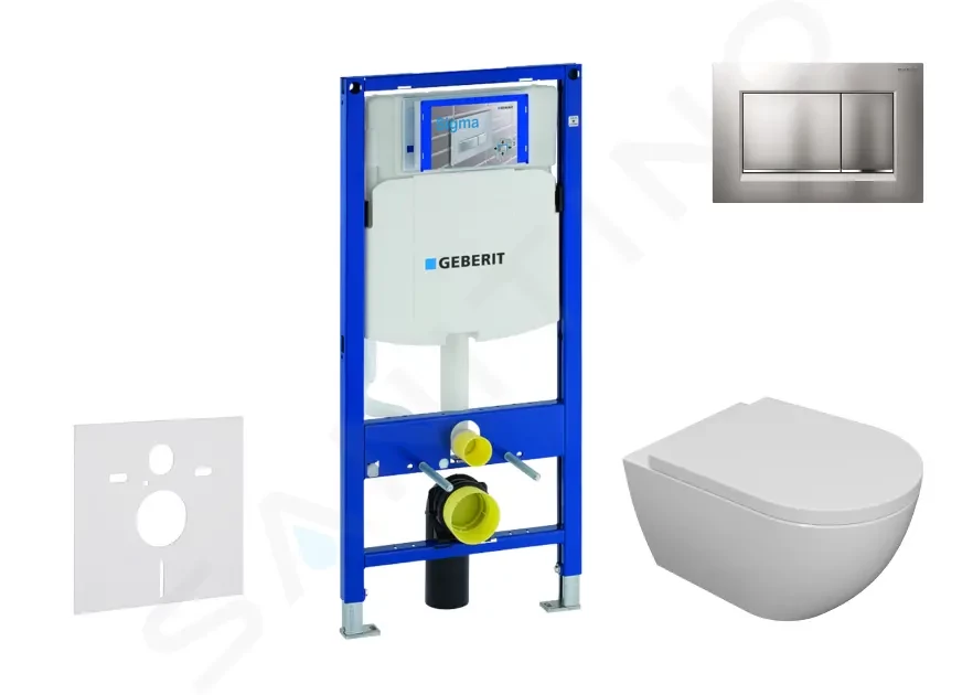 GEBERIT Duofix Set předstěnové instalace, klozetu Oudee a sedátka softclose, tlačítko Sigma30, lakovaný chrom mat/chrom SANI11CA1102