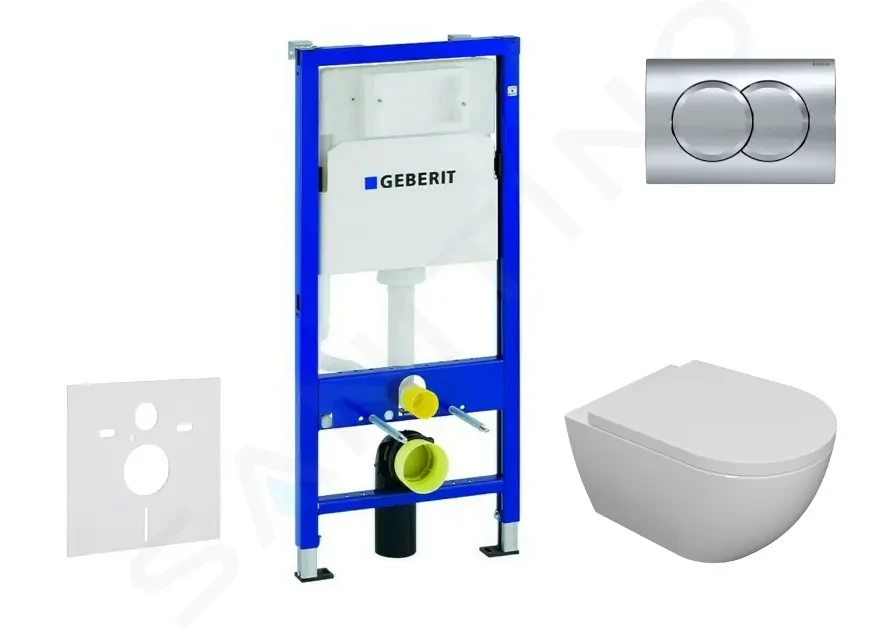 GEBERIT Duofix Set předstěnové instalace, klozetu Oudee a sedátka softclose, tlačítko Delta01, lesklý chrom SANI11CA1104