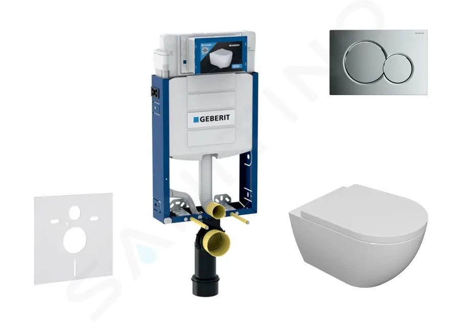 GEBERIT Kombifix Set předstěnové instalace, klozetu Oudee a sedátka softclose, tlačítko Sigma01, lesklý chrom SANI15CA1100