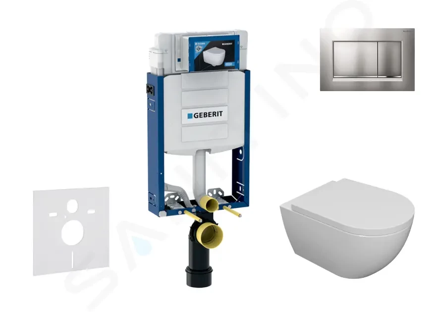 GEBERIT Kombifix Set předstěnové instalace, klozetu Oudee a sedátka softclose, tlačítko Sigma30, lakovaný chrom mat/chrom SANI15CA1102