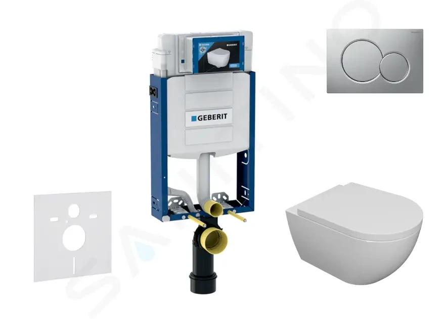 GEBERIT Kombifix Set předstěnové instalace, klozetu Oudee a sedátka softclose, tlačítko Sigma01, lakovaný matný chrom SANI15CA1103