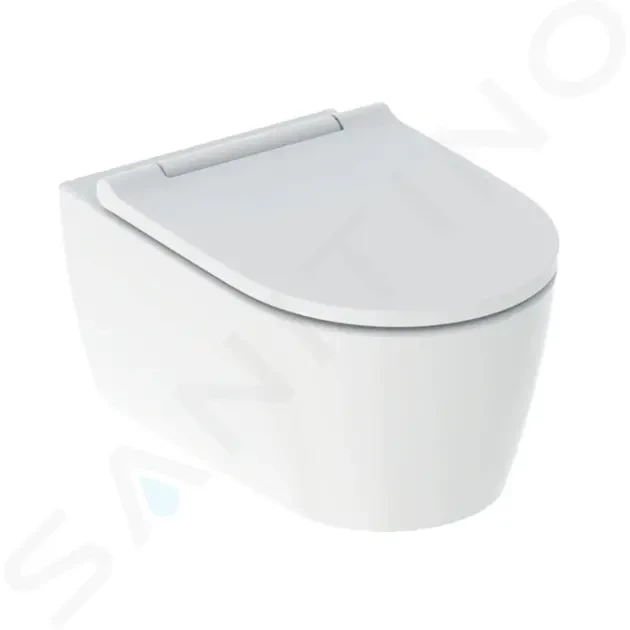 GEBERIT ONE Závěsné WC se sedátkem SoftClose, TurboFlush, matná bílá/lesklý chrom 500.202.JT.1