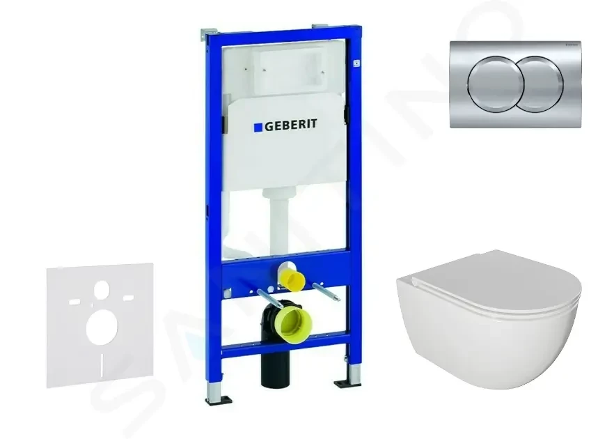 GEBERIT Duofix Set předstěnové instalace, klozetu Oudee a sedátka softclose, tlačítko Delta01, lesklý chrom SANI11CA1124