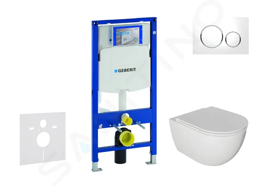 GEBERIT Duofix Set předstěnové instalace, klozetu Oudee a sedátka softclose, tlačítko Sigma20, bílá/chrom SANI11CA3114