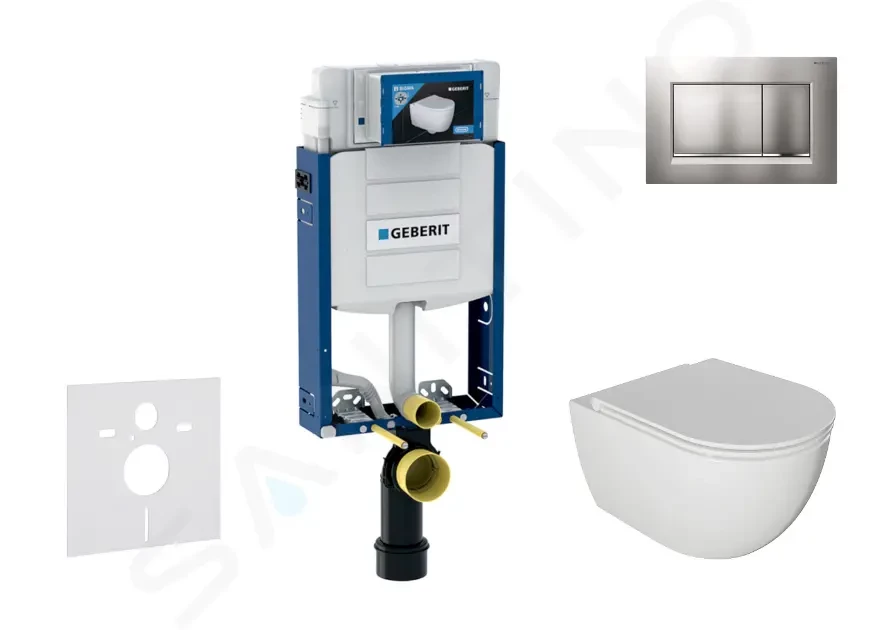 GEBERIT Kombifix Set předstěnové instalace, klozetu Oudee a sedátka softclose, tlačítko Sigma30, lakovaný chrom mat/chrom SANI15CA1116