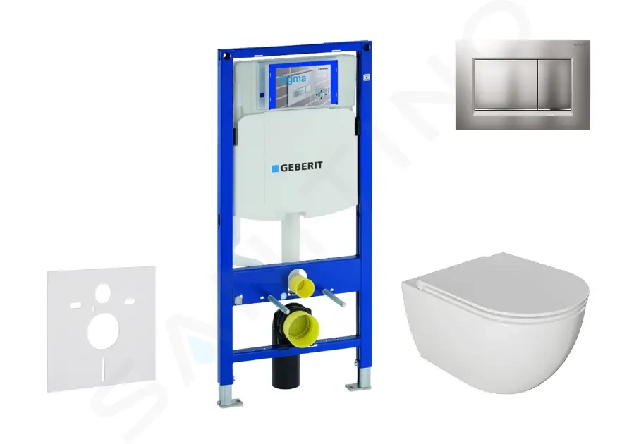 GEBERIT Duofix Set předstěnové instalace, klozetu Oudee a sedátka softclose, tlačítko Sigma30, lakovaný chrom mat/chrom SANI11CA1122