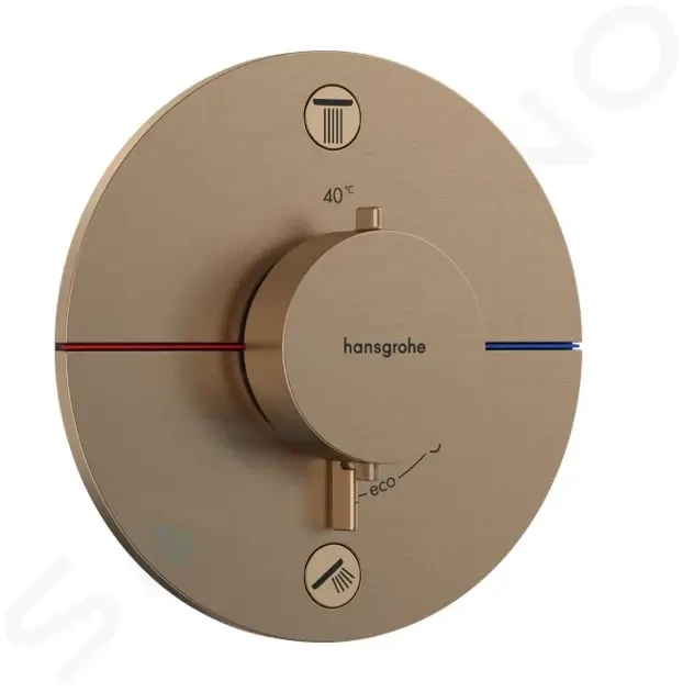 HANSGROHE ShowerSelect Comfort Termostatická baterie pod omítku, pro 2 spotřebiče, kartáčovaný bronz 15554140