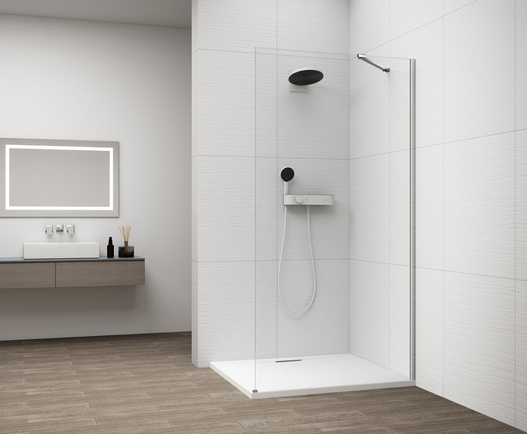 POLYSAN ESCA CHROME jednodílná sprchová zástěna k instalaci ke stěně, sklo čiré, 1100  ES1011-01