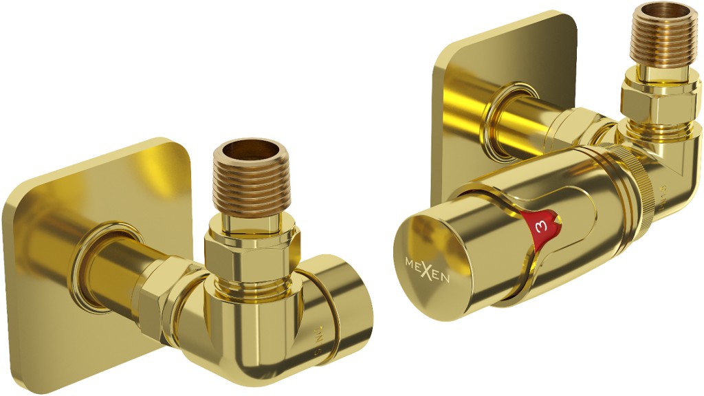 MEXEN/S G00 termostatická souprava pro radiátor + krycí rozeta S, zlatá W903-900-909-50