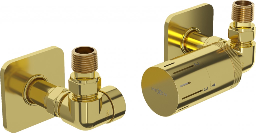 MEXEN/S G05 termostatická souprava pro radiátor + krycí rozeta S, zlatá W903-958-909-50